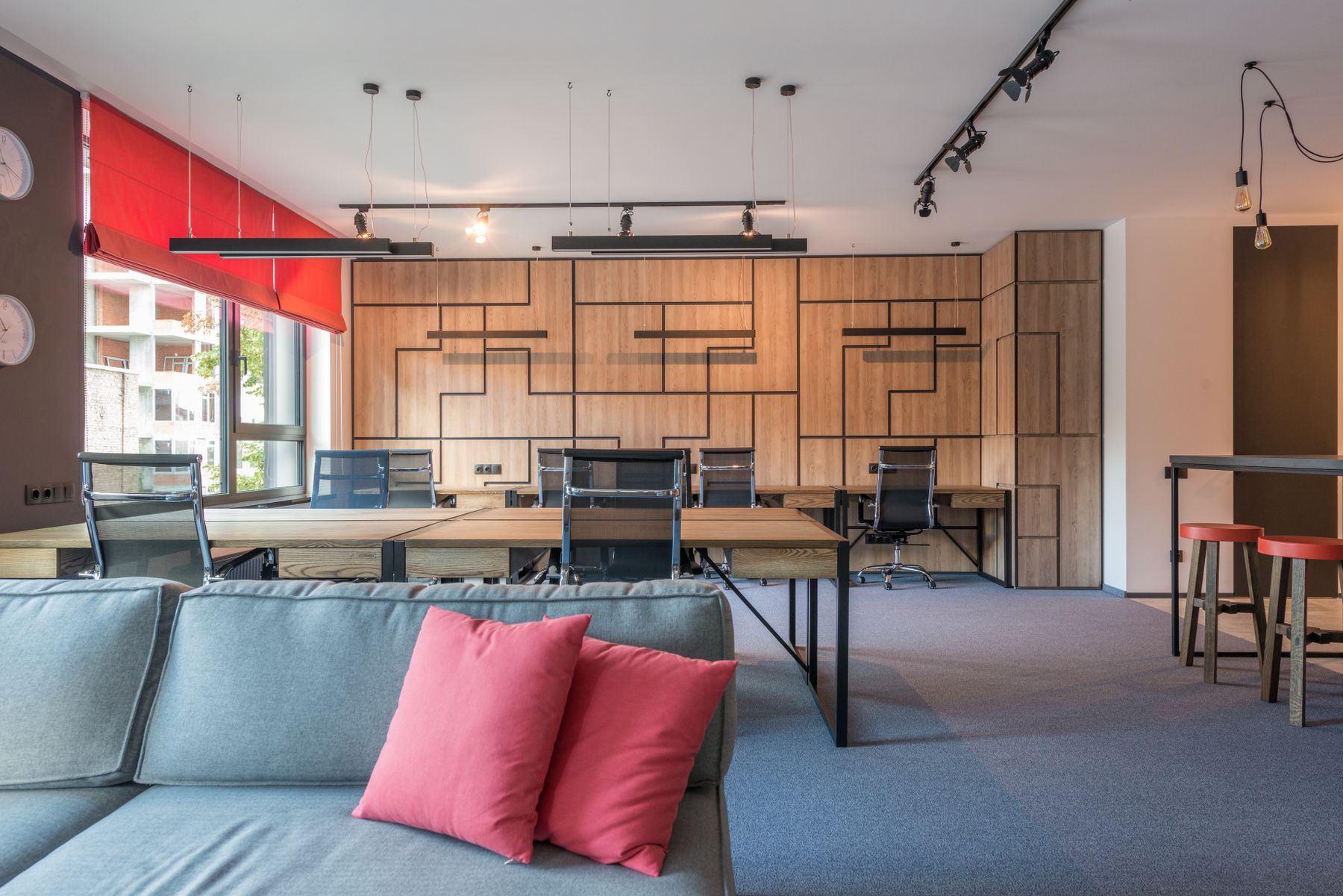 Light-filled commercial office with clean wall finishes
